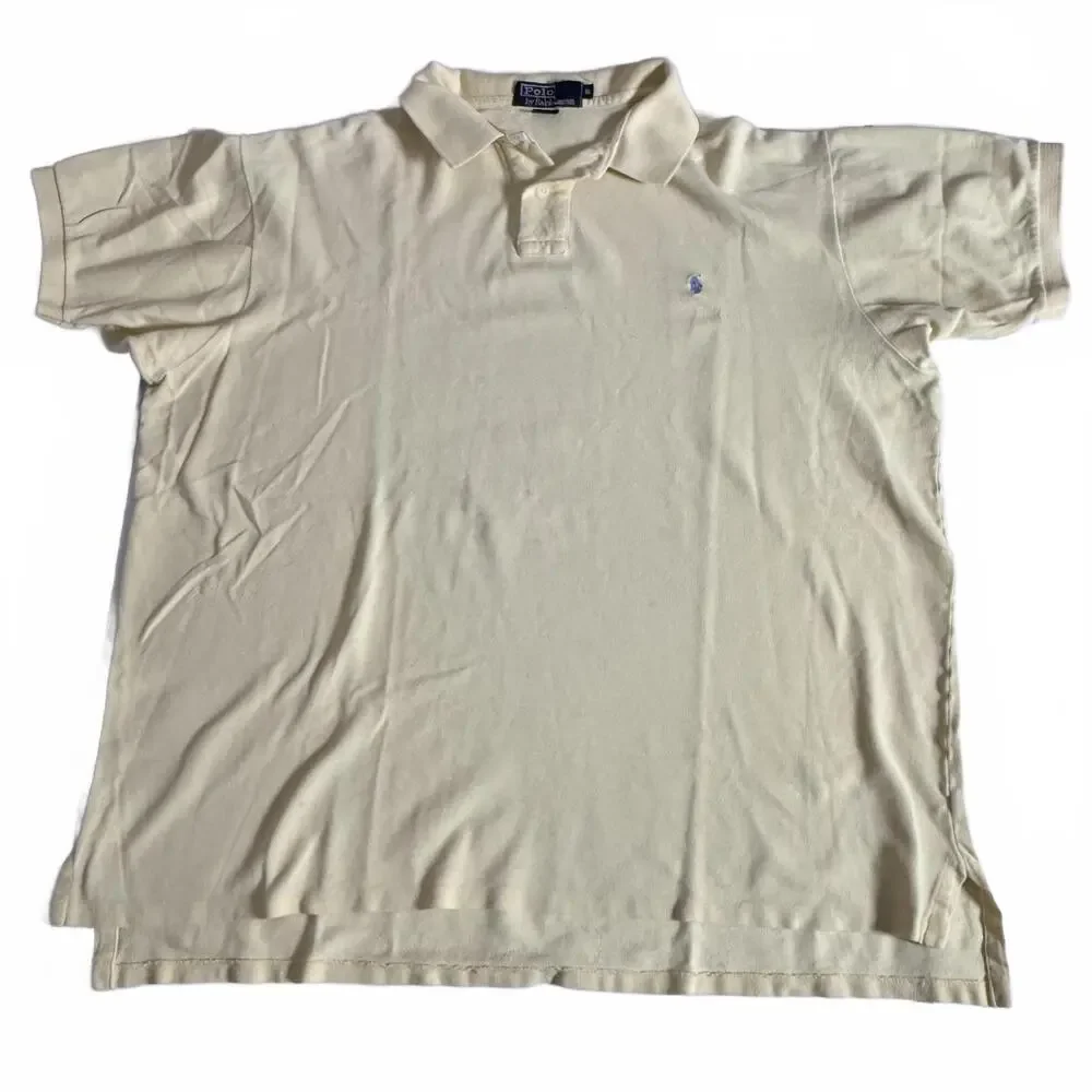 Vintage Polo by Ralph Lauren pale yellow Men's XL Cotton Polo‎ shirt